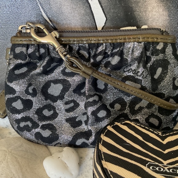 Coach Animal Print Bundle! New metallic wristlet, pouch, bag/Jewelry trinket box - Picture 3 of 15